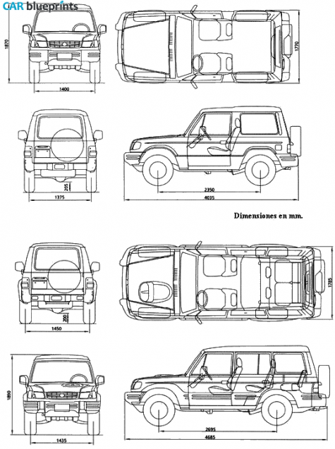 1991 Hyundai Galloper SUV blueprint